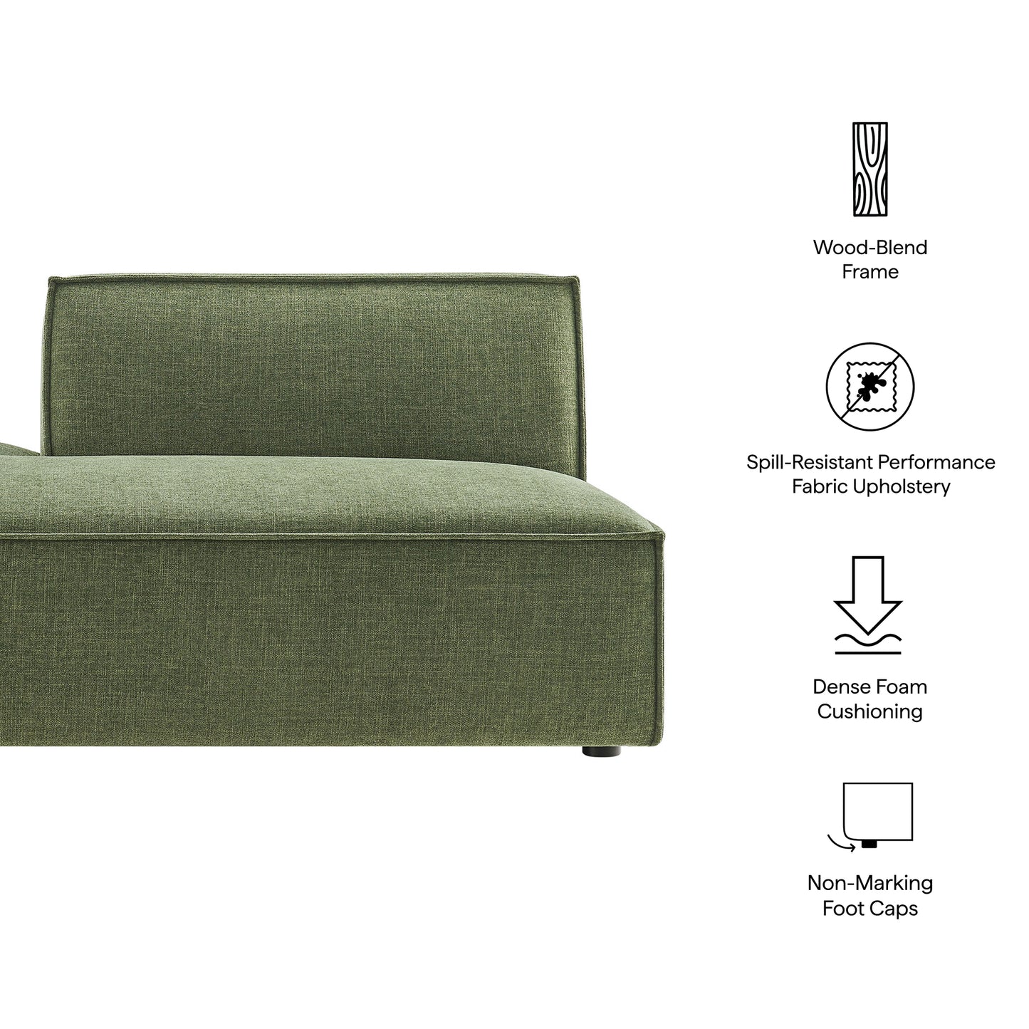 Restore Performance Fabric Upholstered Left-Facing Armless Modular Chaise by Modway