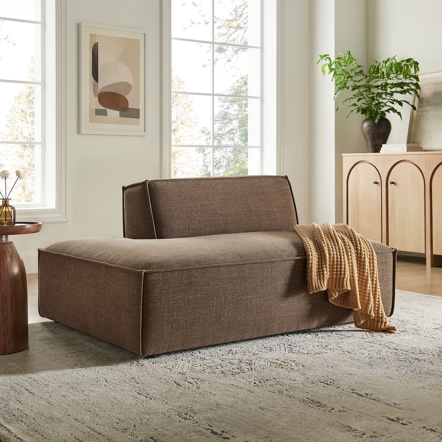 Restore Performance Fabric Upholstered Left-Facing Armless Modular Chaise by Modway