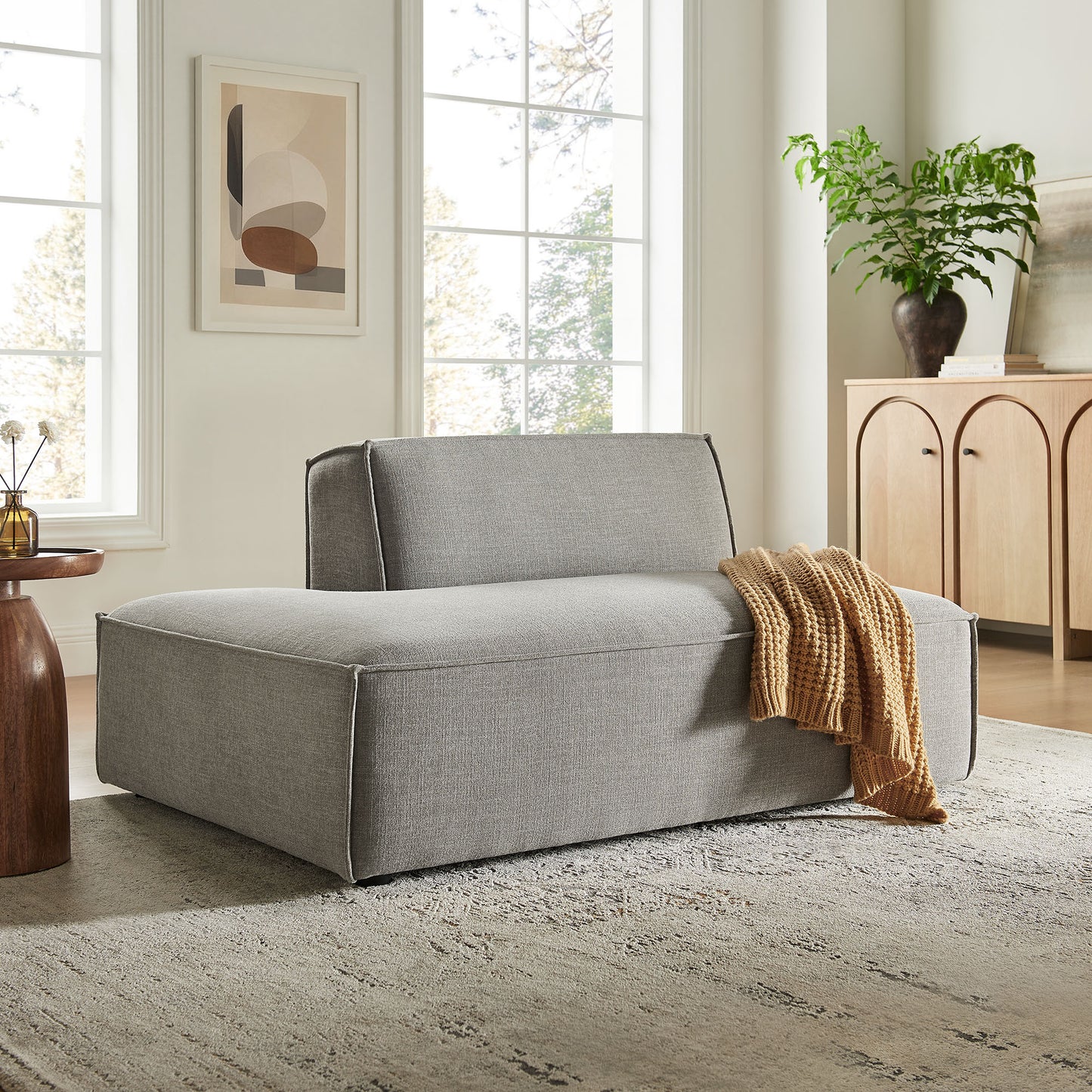 Restore Performance Fabric Upholstered Left-Facing Armless Modular Chaise by Modway