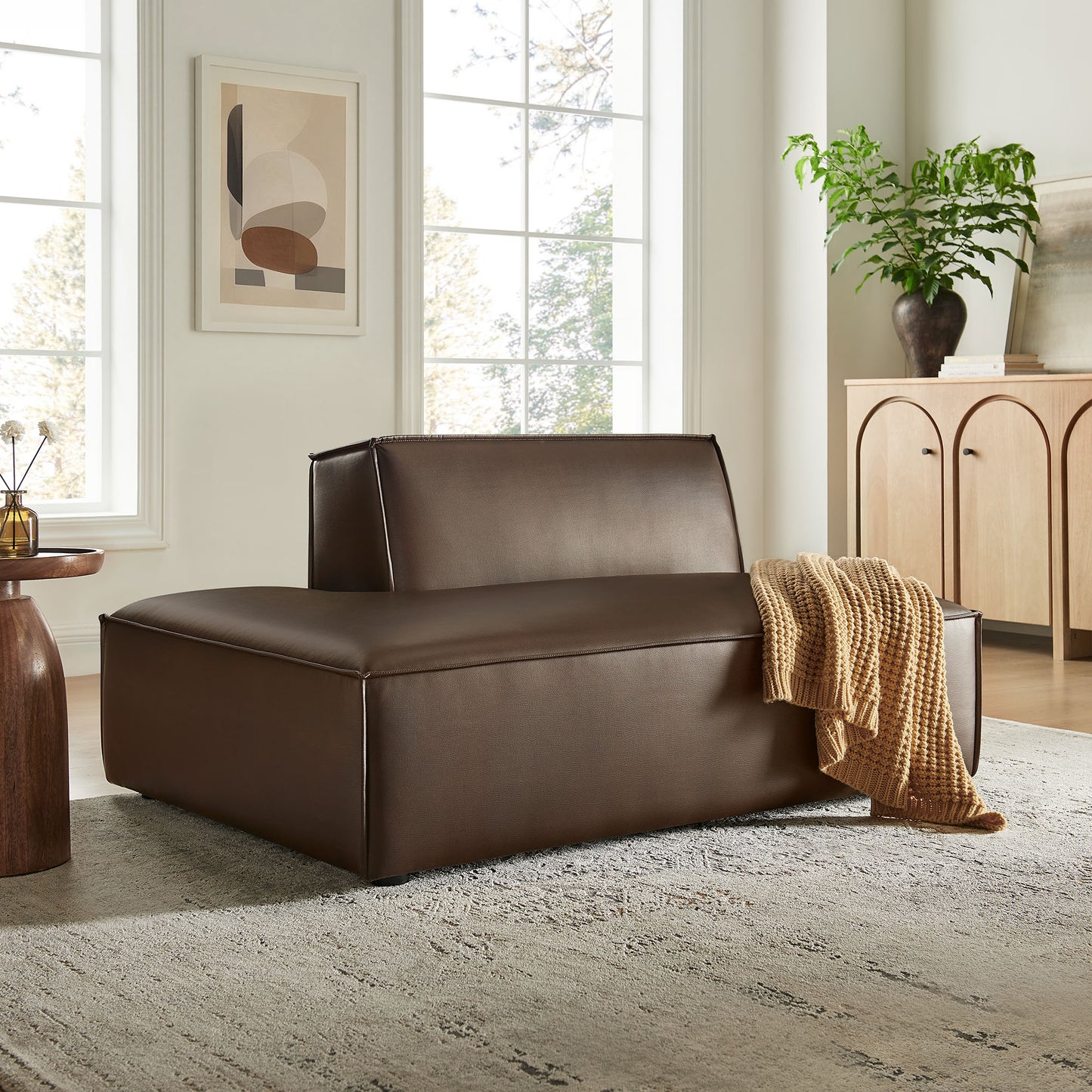Restore Vegan Leather Left-Facing Armless Modular Chaise by Modway
