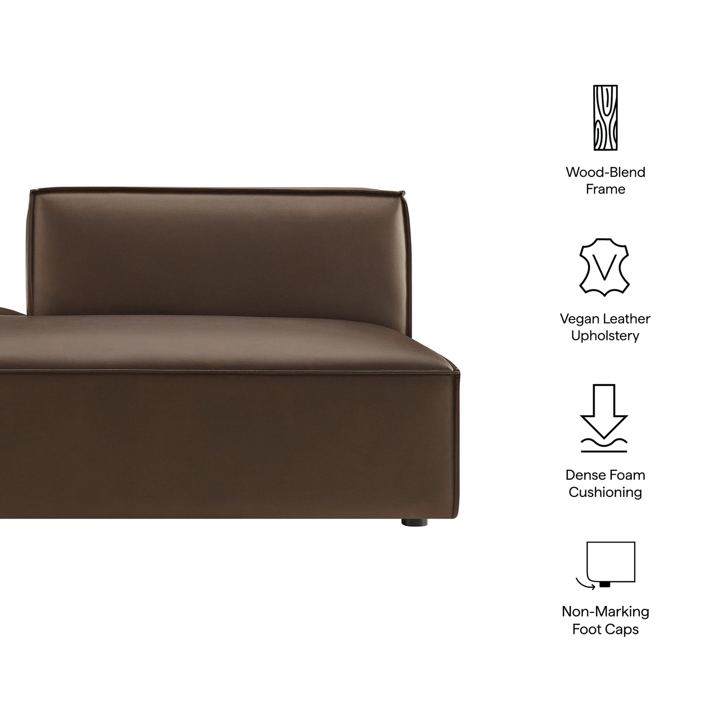 Restore Vegan Leather Left-Facing Armless Modular Chaise by Modway