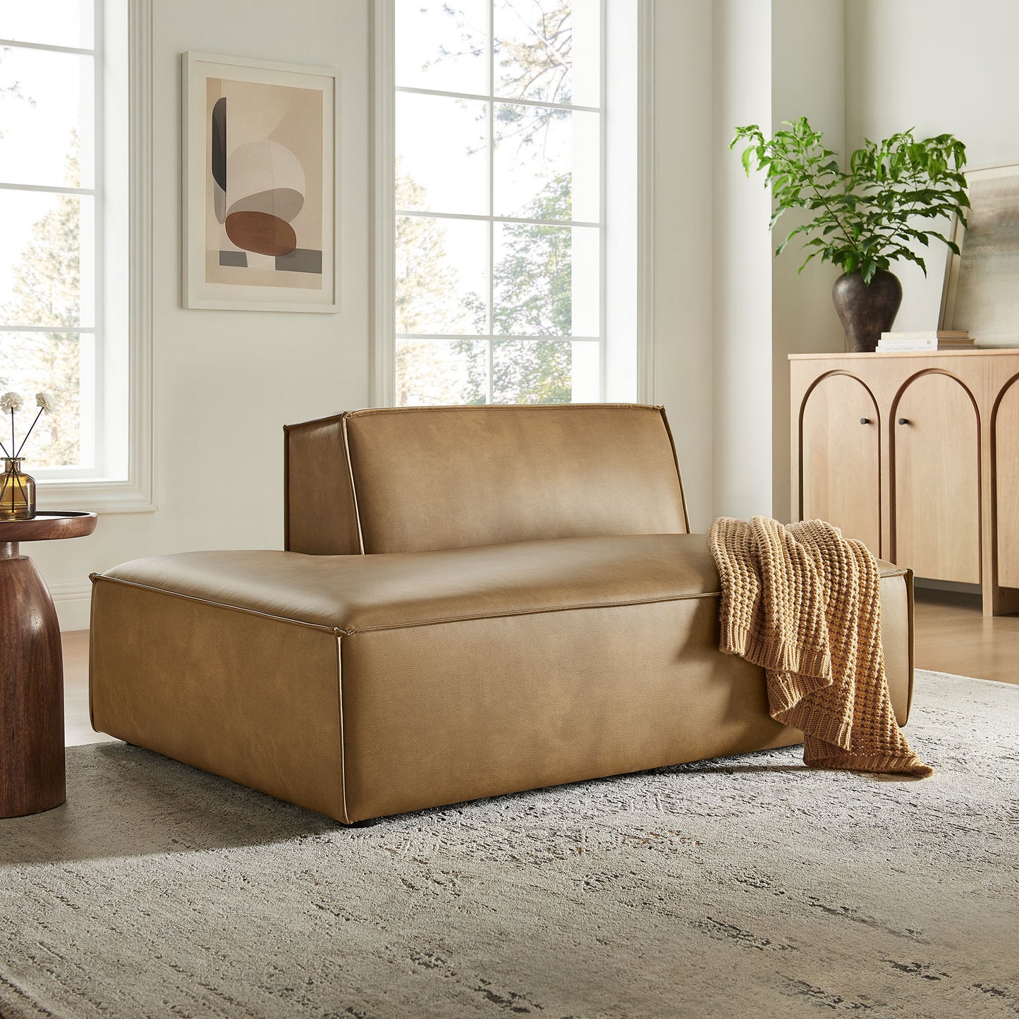 Restore Vegan Leather Left-Facing Armless Modular Chaise by Modway