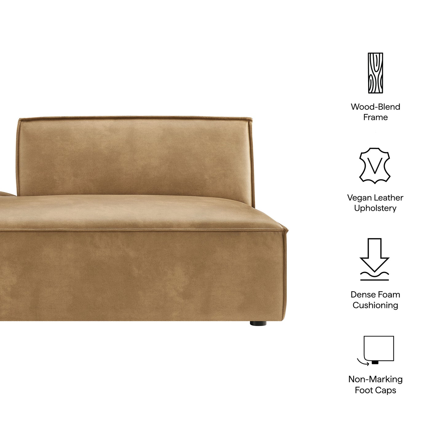 Restore Vegan Leather Left-Facing Armless Modular Chaise by Modway