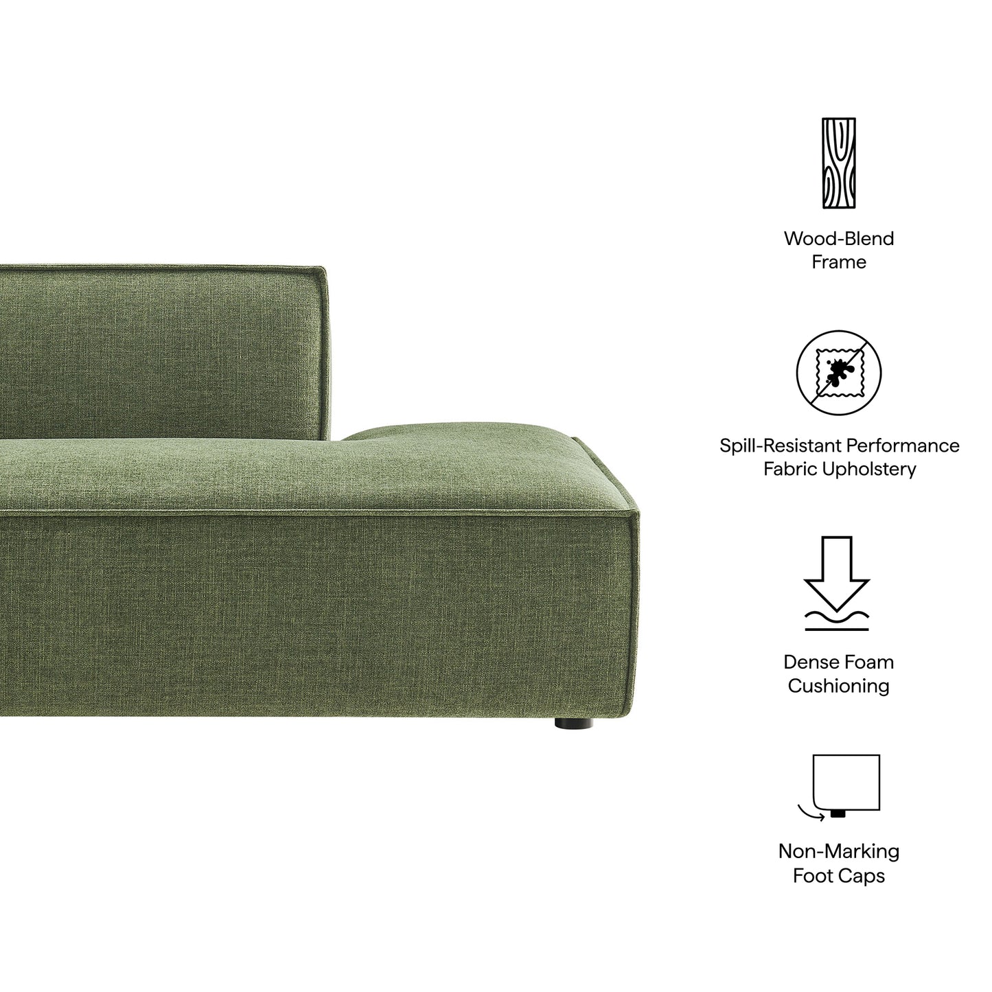 Restore Performance Fabric Upholstered Right-Facing Armless Modular Chaise by Modway
