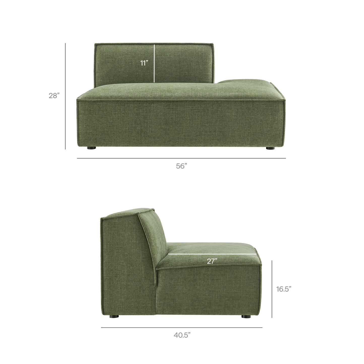 Restore Performance Fabric Upholstered Right-Facing Armless Modular Chaise by Modway