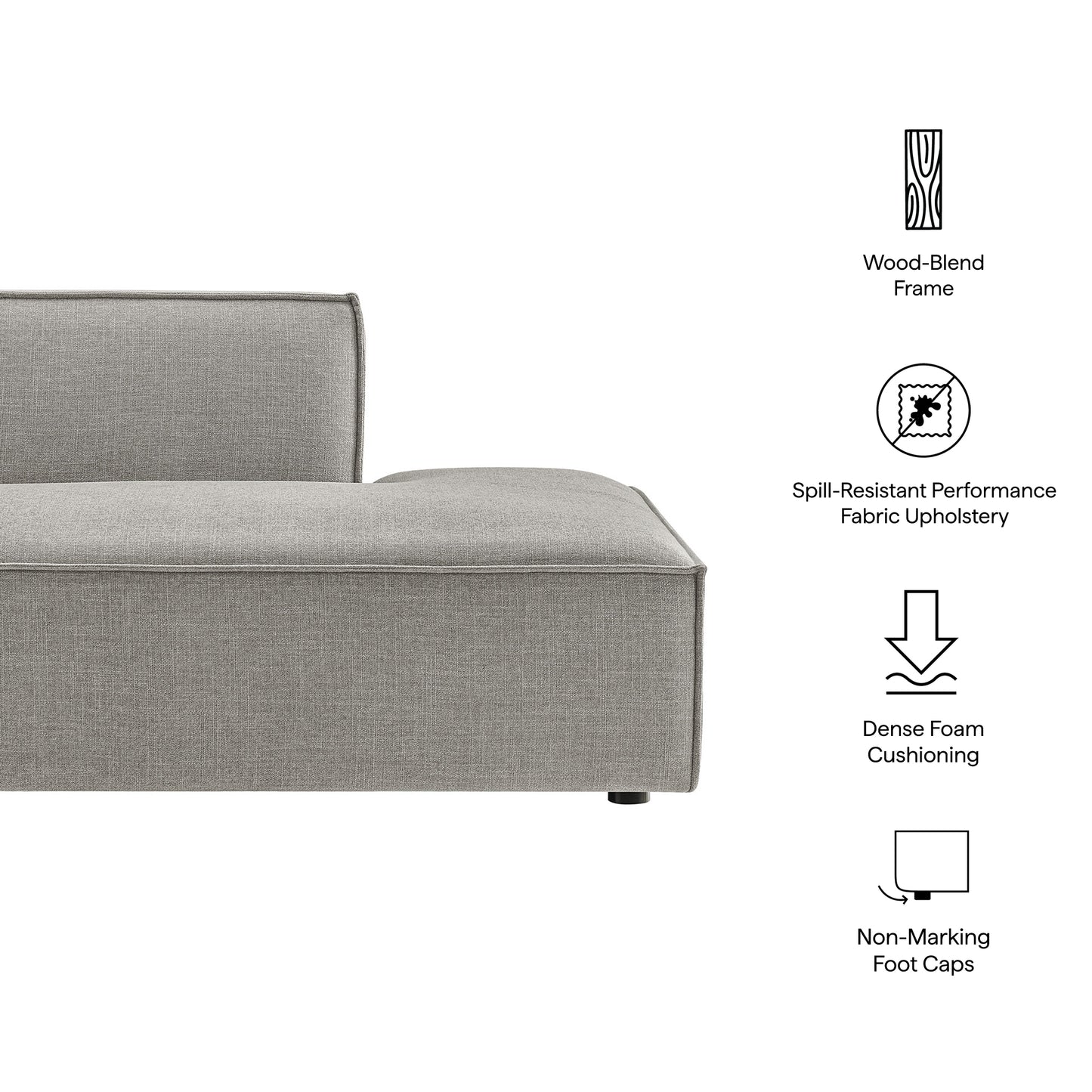 Restore Performance Fabric Upholstered Right-Facing Armless Modular Chaise by Modway