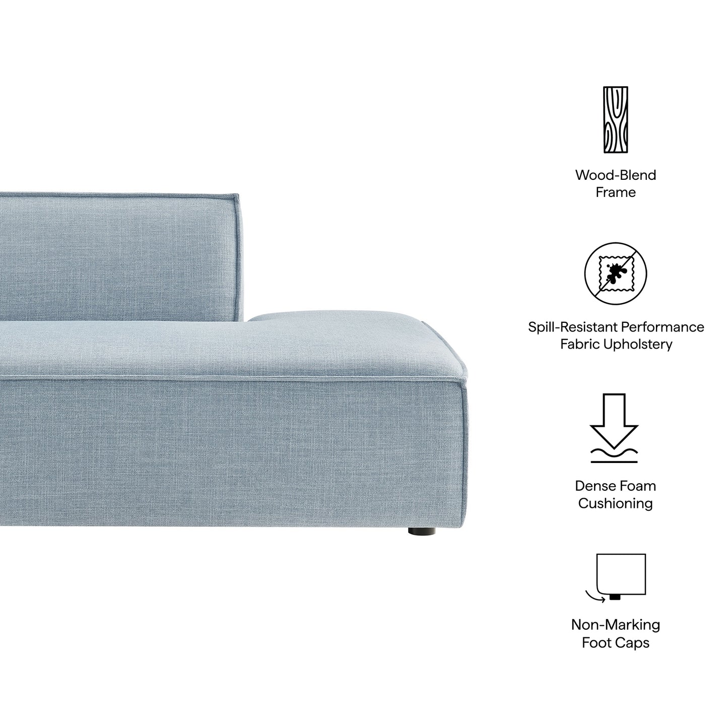 Restore Performance Fabric Upholstered Right-Facing Armless Modular Chaise by Modway