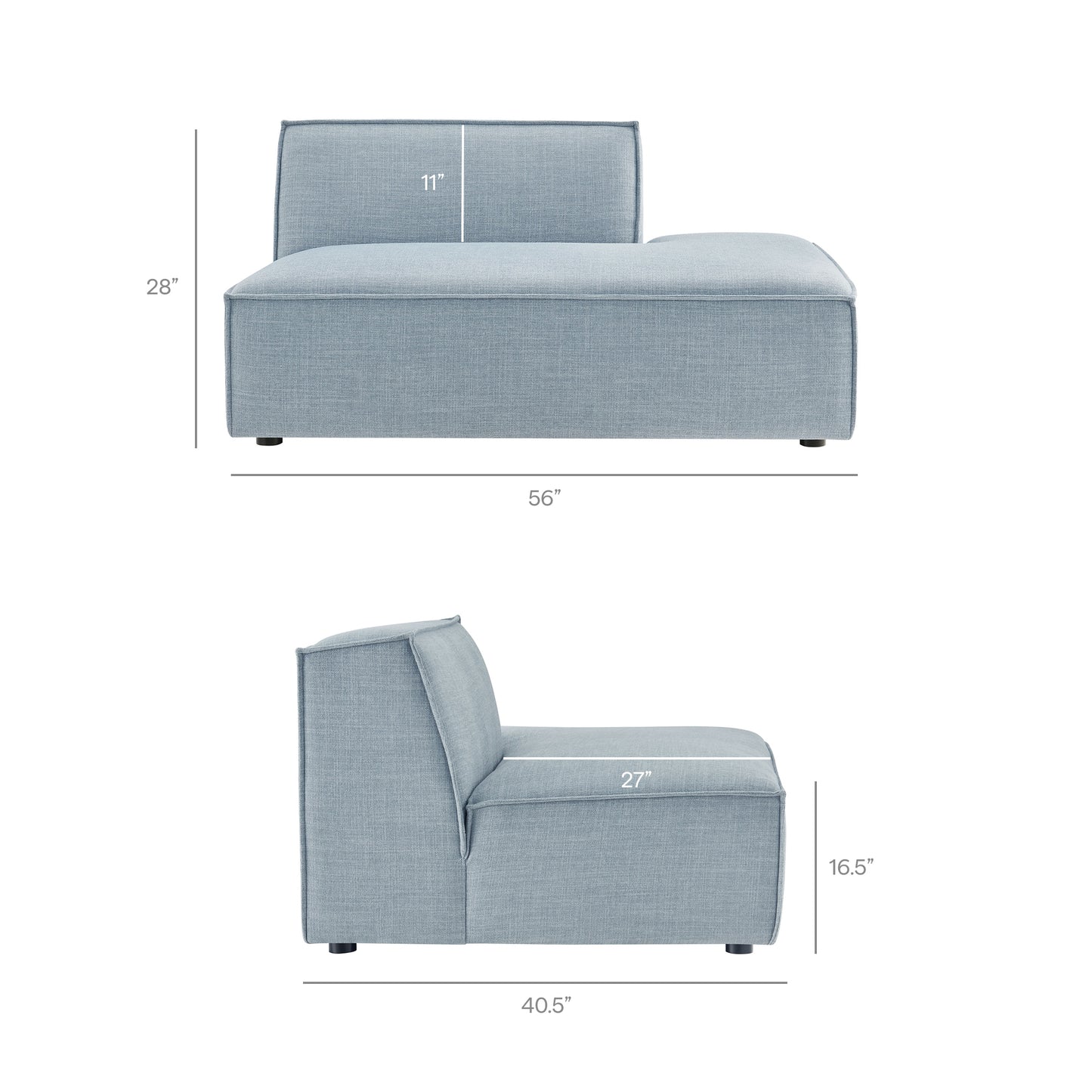 Restore Performance Fabric Upholstered Right-Facing Armless Modular Chaise by Modway