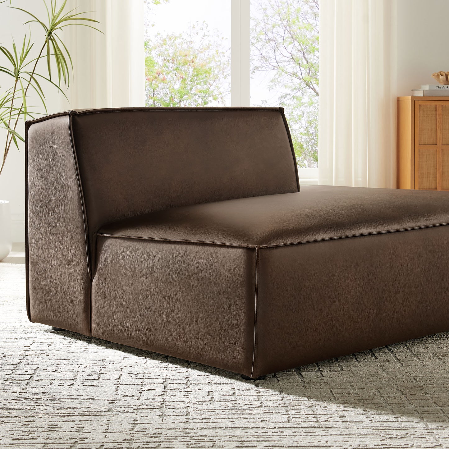 Restore Vegan Leather Right-Facing Armless Modular Chaise by Modway