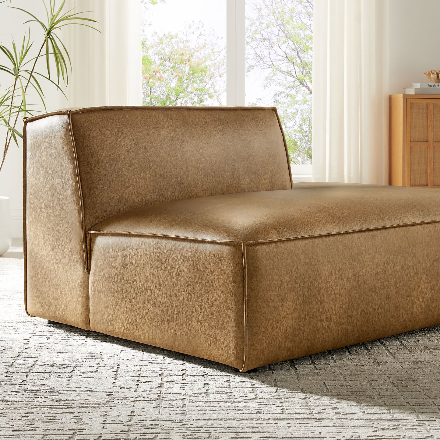 Restore Vegan Leather Right-Facing Armless Modular Chaise by Modway