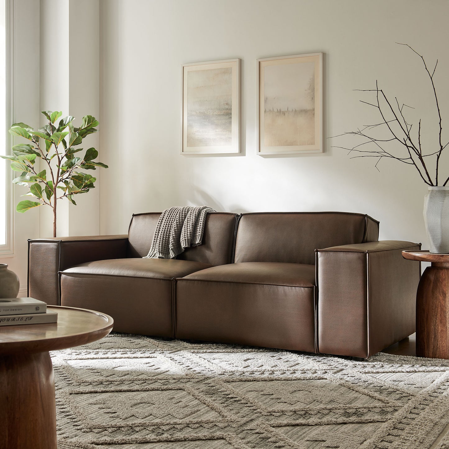 Restore 2-Piece Vegan Leather Modular Loveseat by Modway