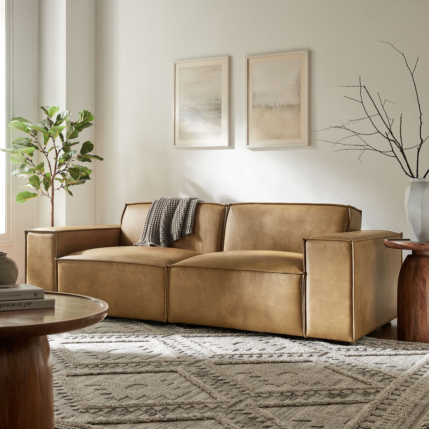 Restore 2-Piece Vegan Leather Modular Loveseat by Modway