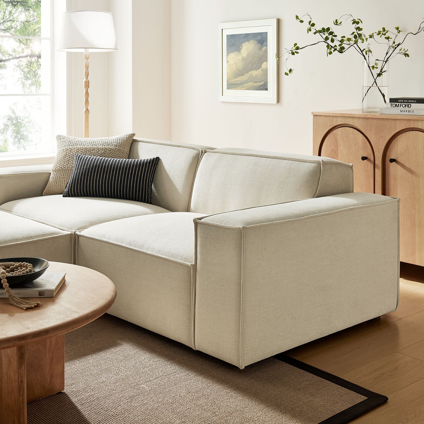 Restore 3-Piece Performance Fabric Upholstered Modular Loveseat with Ottoman by Modway