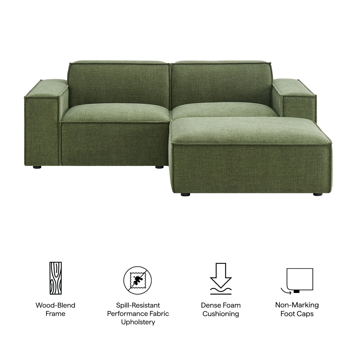 Restore 3-Piece Performance Fabric Upholstered Modular Loveseat with Ottoman by Modway
