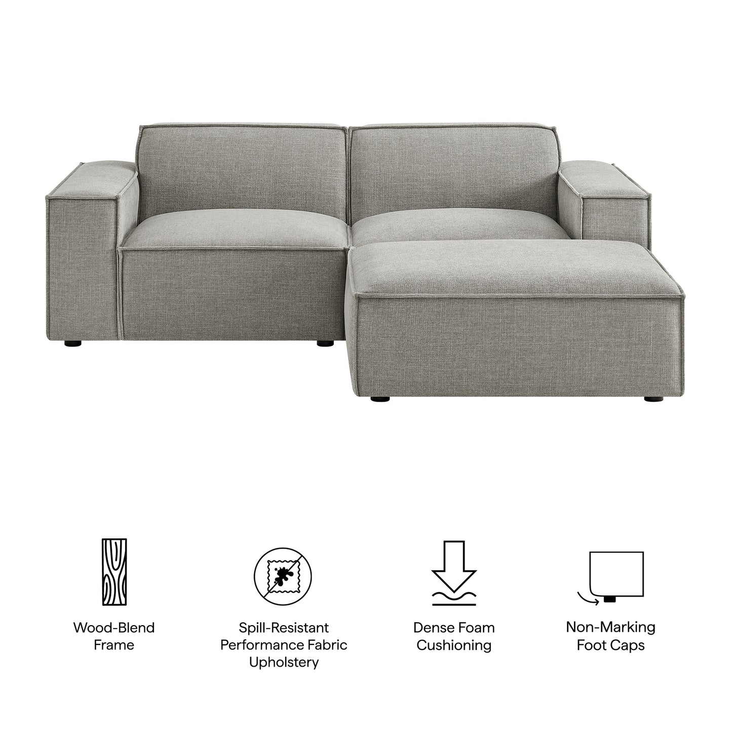 Restore 3-Piece Performance Fabric Upholstered Modular Loveseat with Ottoman by Modway