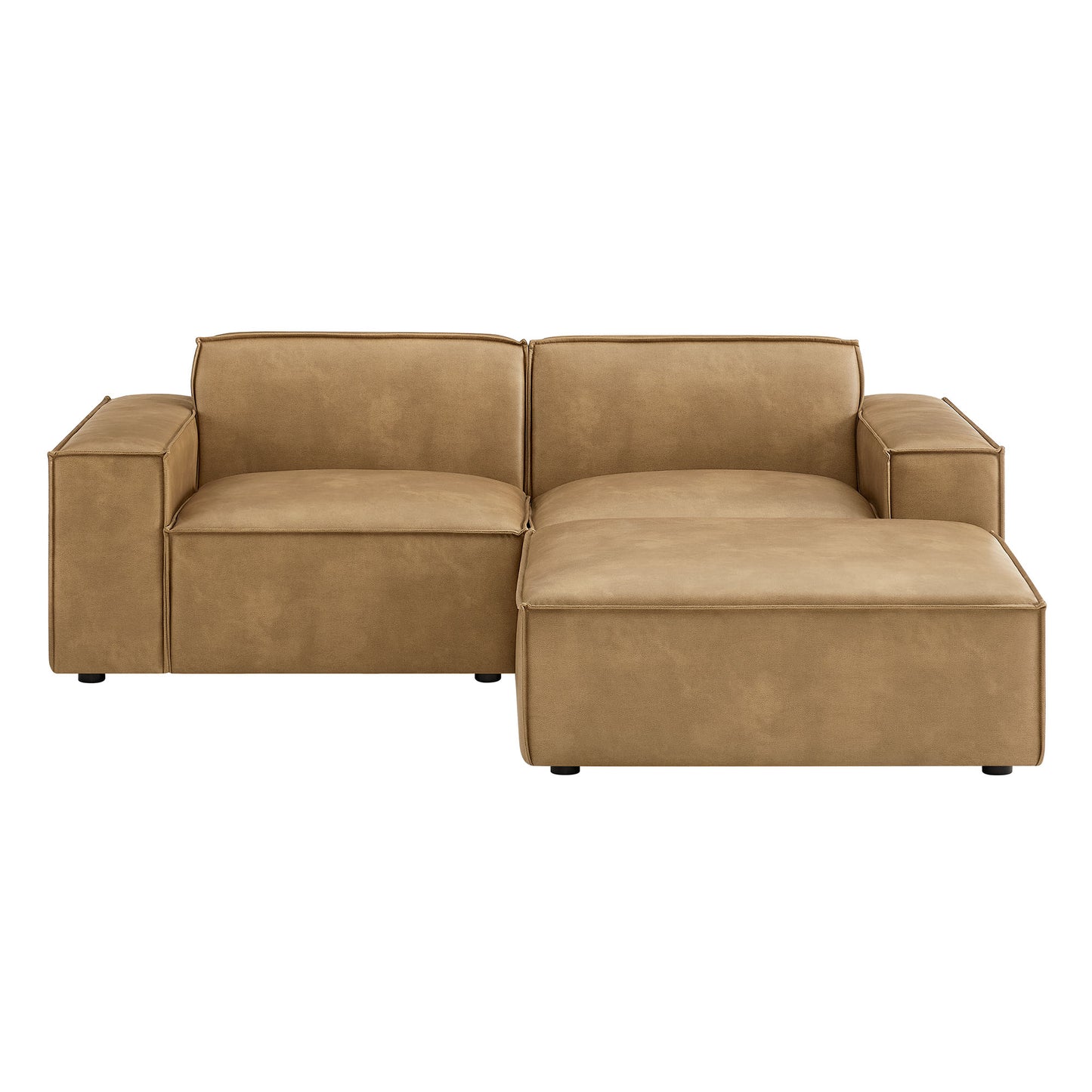 Restore 3-Piece Vegan Leather Modular Loveseat with Ottoman by Modway