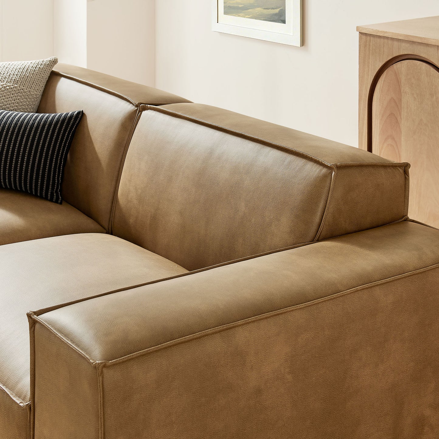 Restore 3-Piece Vegan Leather Modular Loveseat with Ottoman by Modway