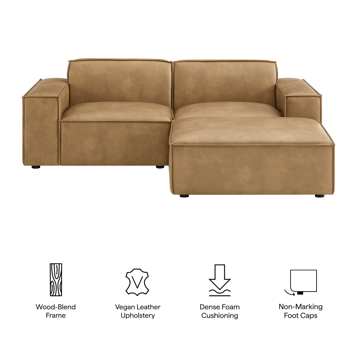 Restore 3-Piece Vegan Leather Modular Loveseat with Ottoman by Modway