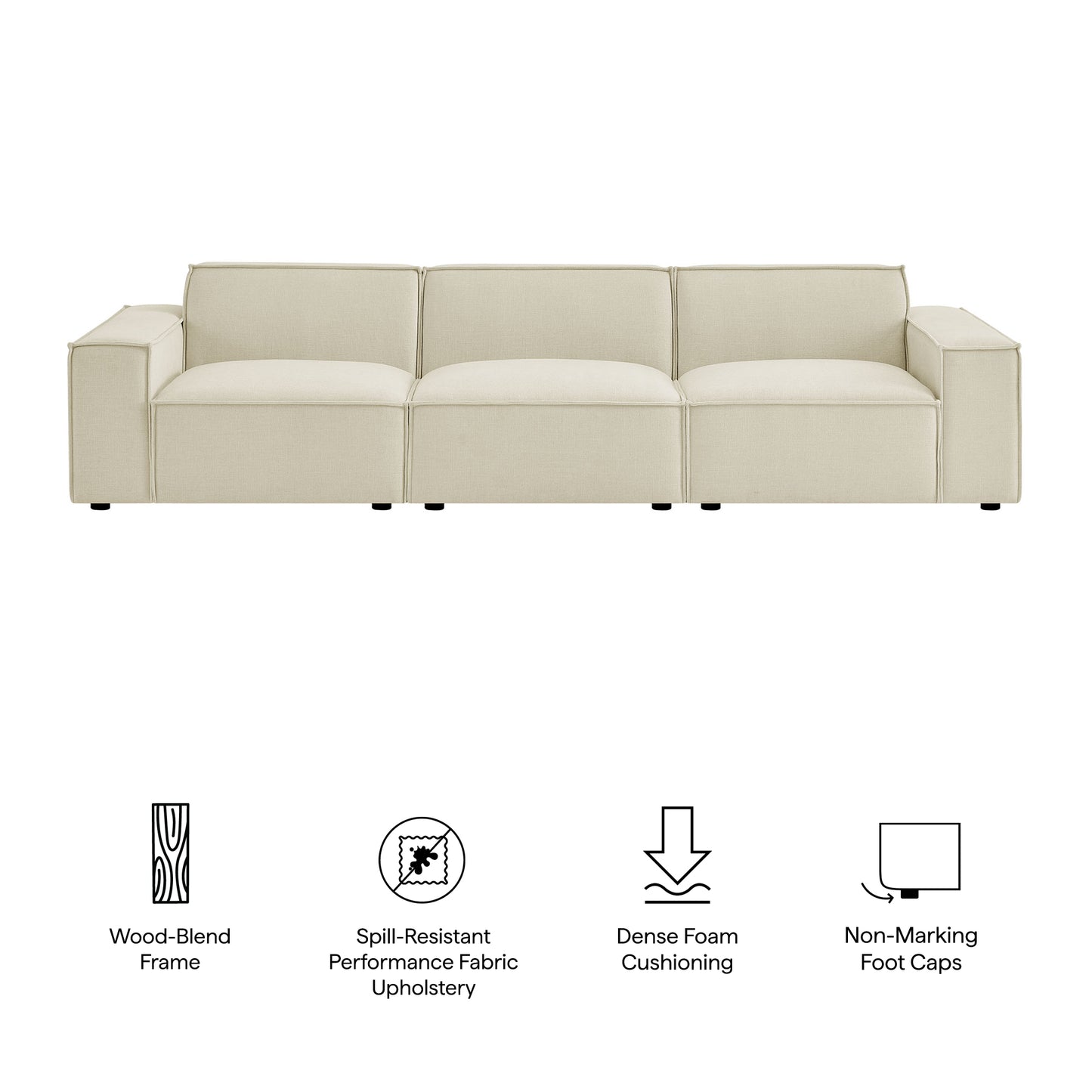 Restore 3-Piece Performance Fabric Upholstered Modular Sofa Set by Modway