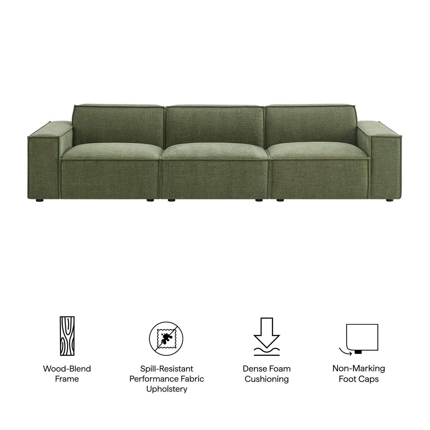 Restore 3-Piece Performance Fabric Upholstered Modular Sofa Set by Modway