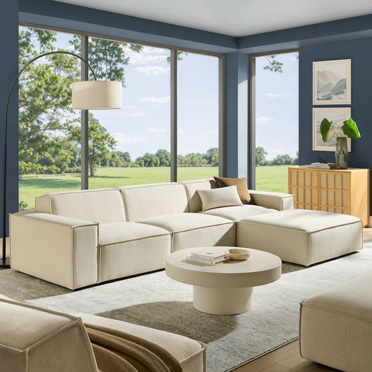 Restore 4-Piece Performance Fabric Upholstered Modular Sofa Set with Ottoman by Modway