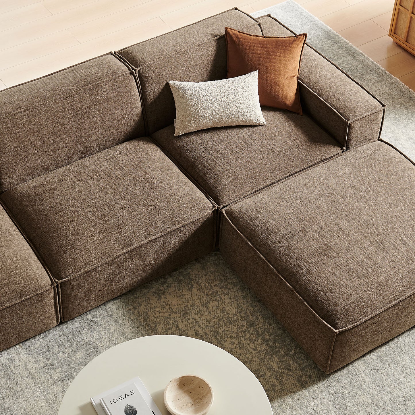 Restore 4-Piece Performance Fabric Upholstered Modular Sofa Set with Ottoman by Modway