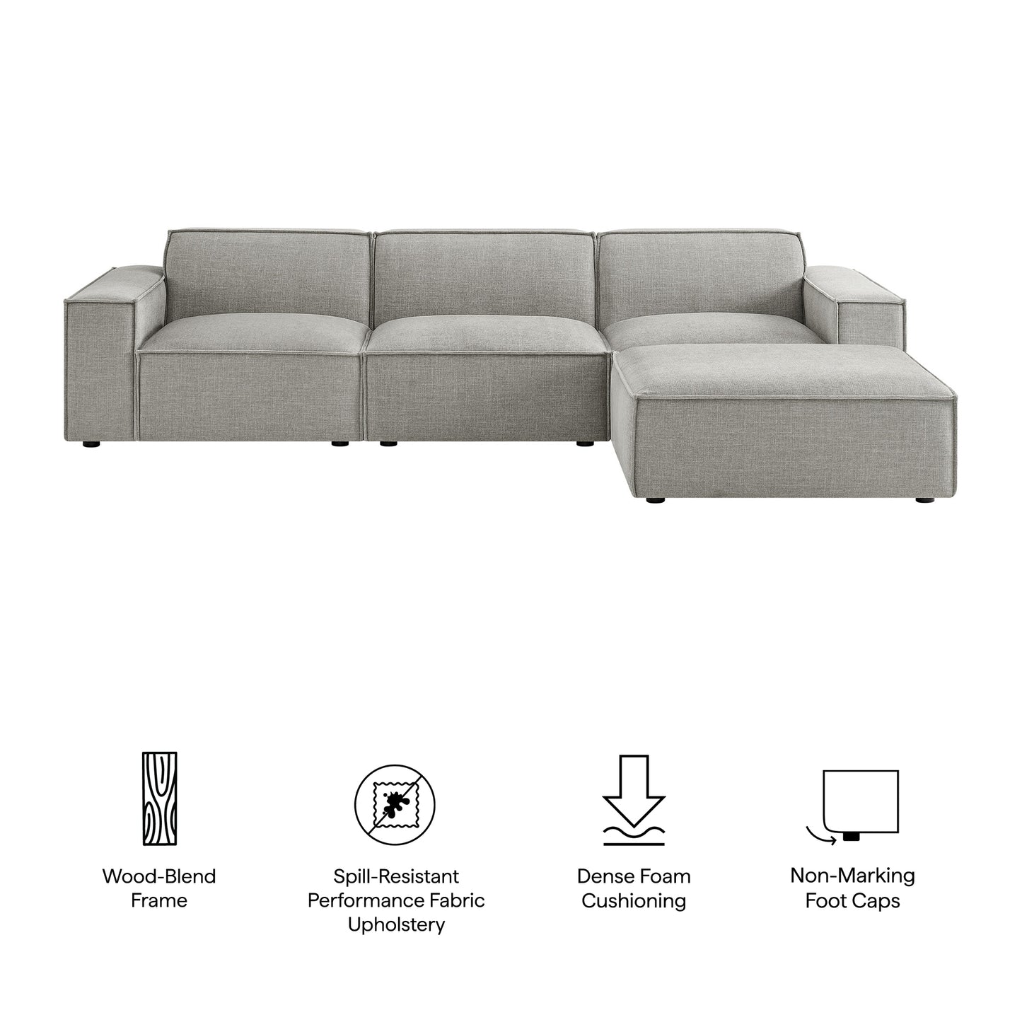 Restore 4-Piece Performance Fabric Upholstered Modular Sofa Set with Ottoman by Modway