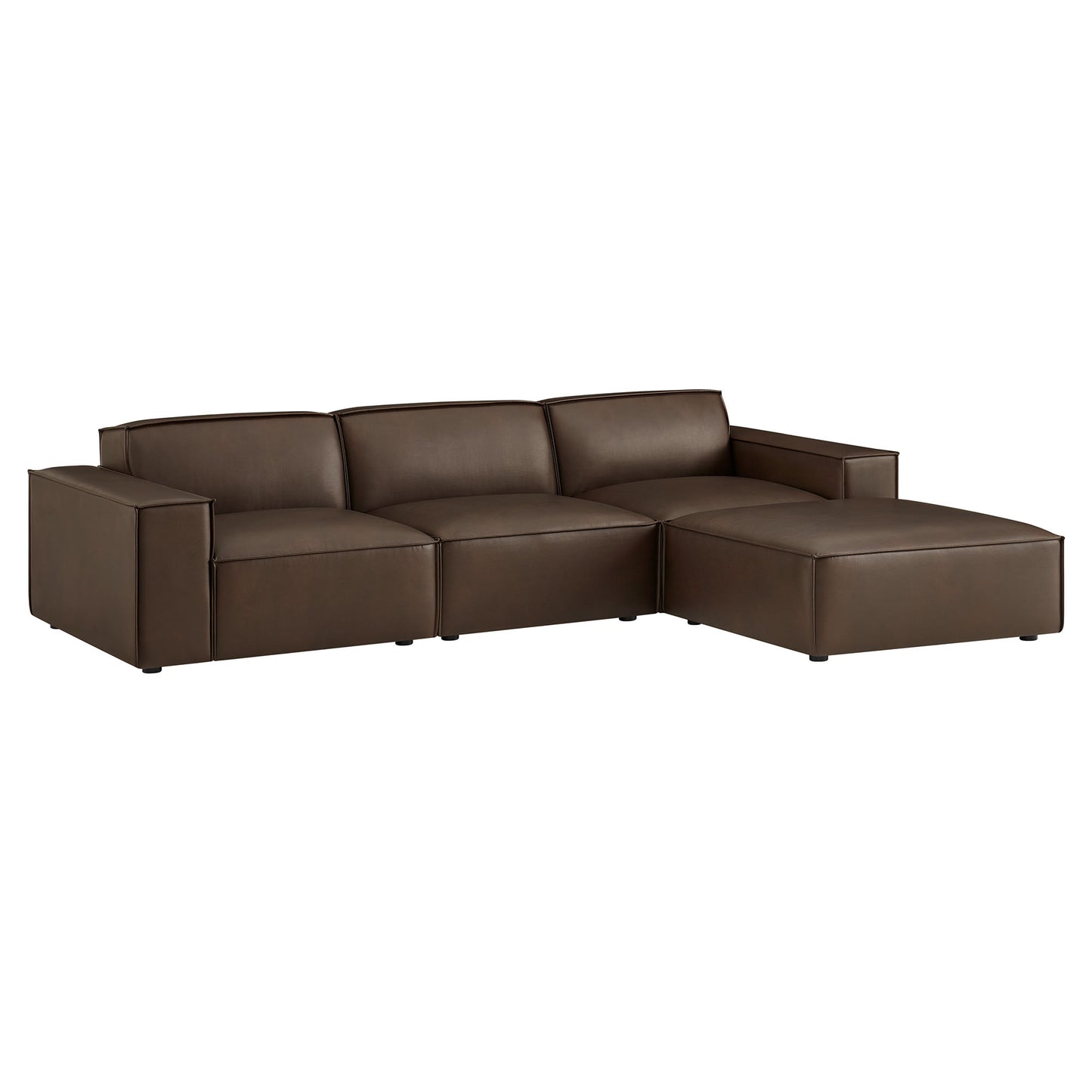 Restore 4-Piece Vegan Leather Modular Sofa Set with Ottoman by Modway
