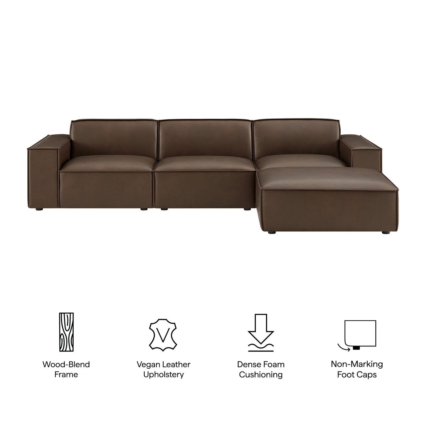 Restore 4-Piece Vegan Leather Modular Sofa Set with Ottoman by Modway