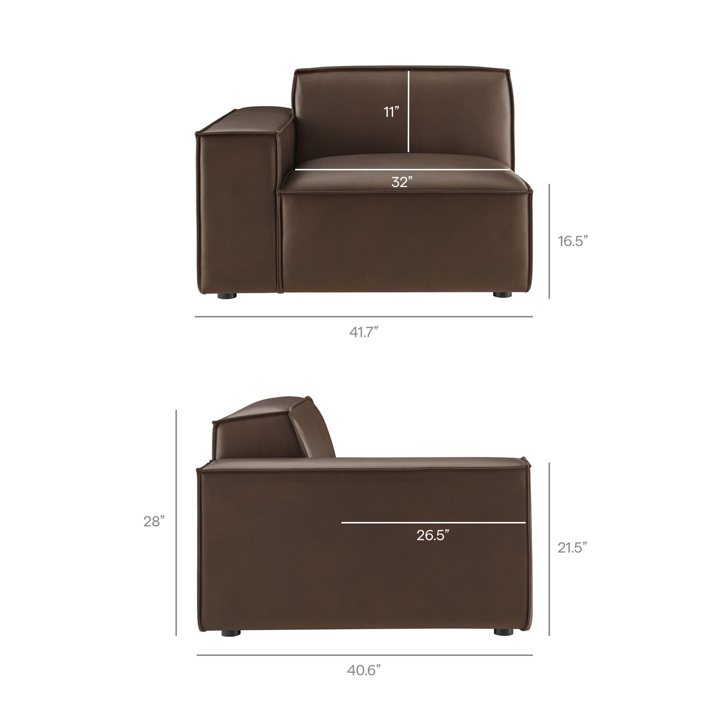 Restore 4-Piece Vegan Leather Modular Sofa Set with Ottoman by Modway