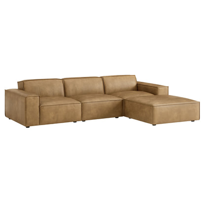 Restore 4-Piece Vegan Leather Modular Sofa Set with Ottoman by Modway