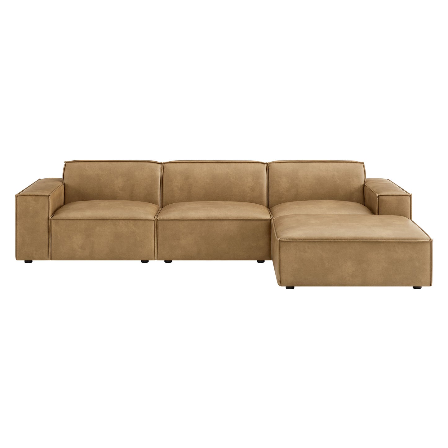 Restore 4-Piece Vegan Leather Modular Sofa Set with Ottoman by Modway