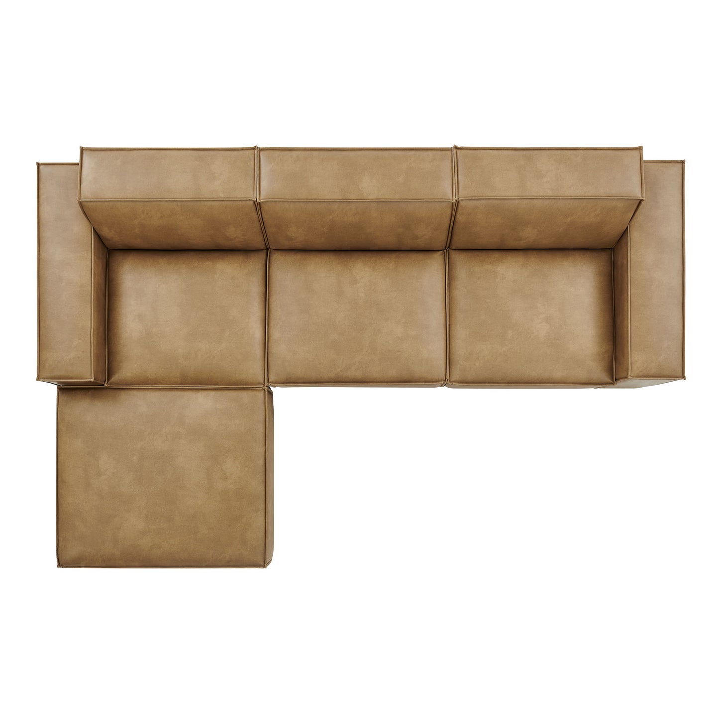 Restore 4-Piece Vegan Leather Modular Sofa Set with Ottoman by Modway