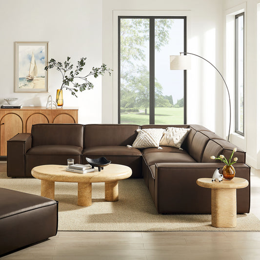 Restore 5-Piece Vegan Leather Modular L-Shaped Sofa by Modway