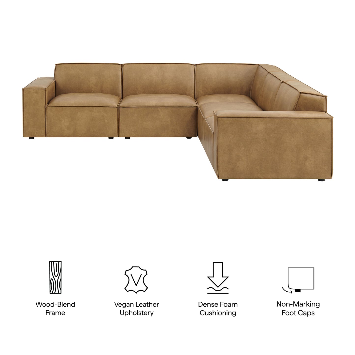 Restore 5-Piece Vegan Leather Modular L-Shaped Sofa by Modway