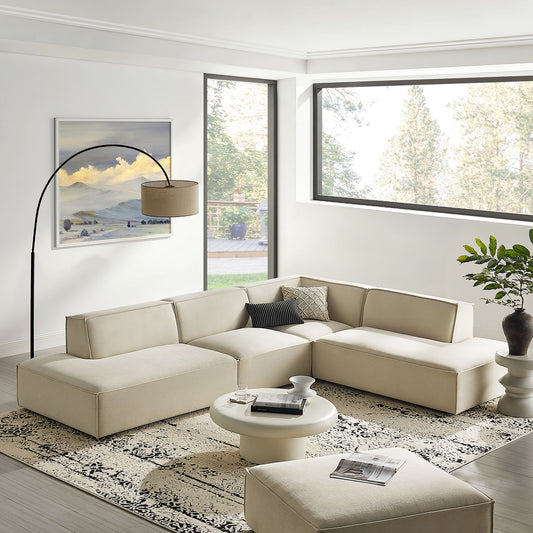Restore 4-Piece Performance Fabric Upholstered Modular L-Shaped Armless Sectional Sofa by Modway