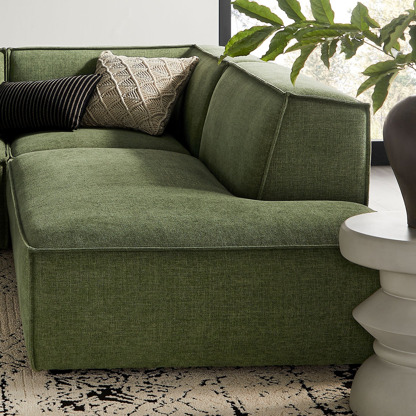 Restore 4-Piece Performance Fabric Upholstered Modular L-Shaped Armless Sectional Sofa by Modway
