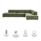 Restore 4-Piece Performance Fabric Upholstered Modular L-Shaped Armless Sectional Sofa by Modway