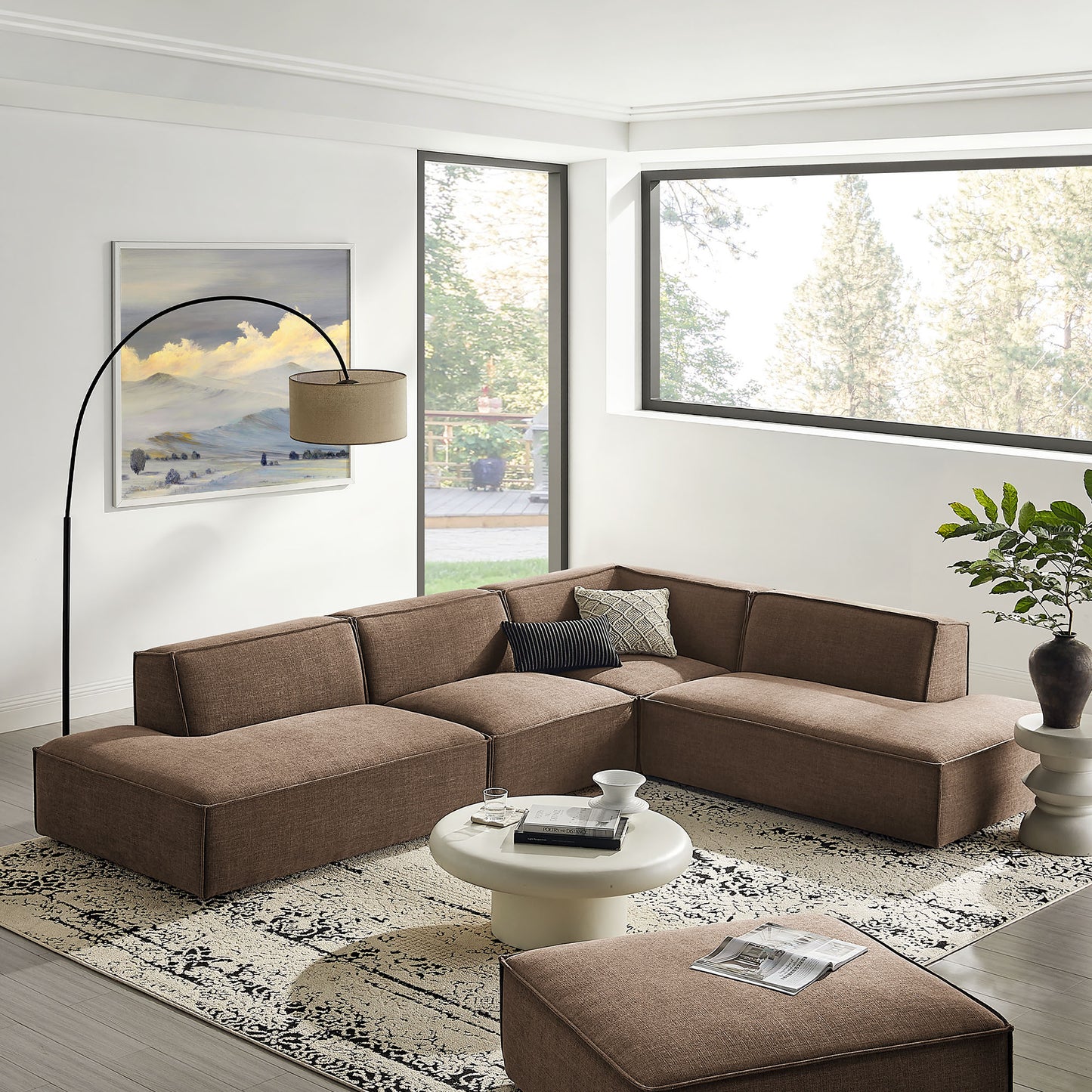 Restore 4-Piece Performance Fabric Upholstered Modular L-Shaped Armless Sectional Sofa by Modway