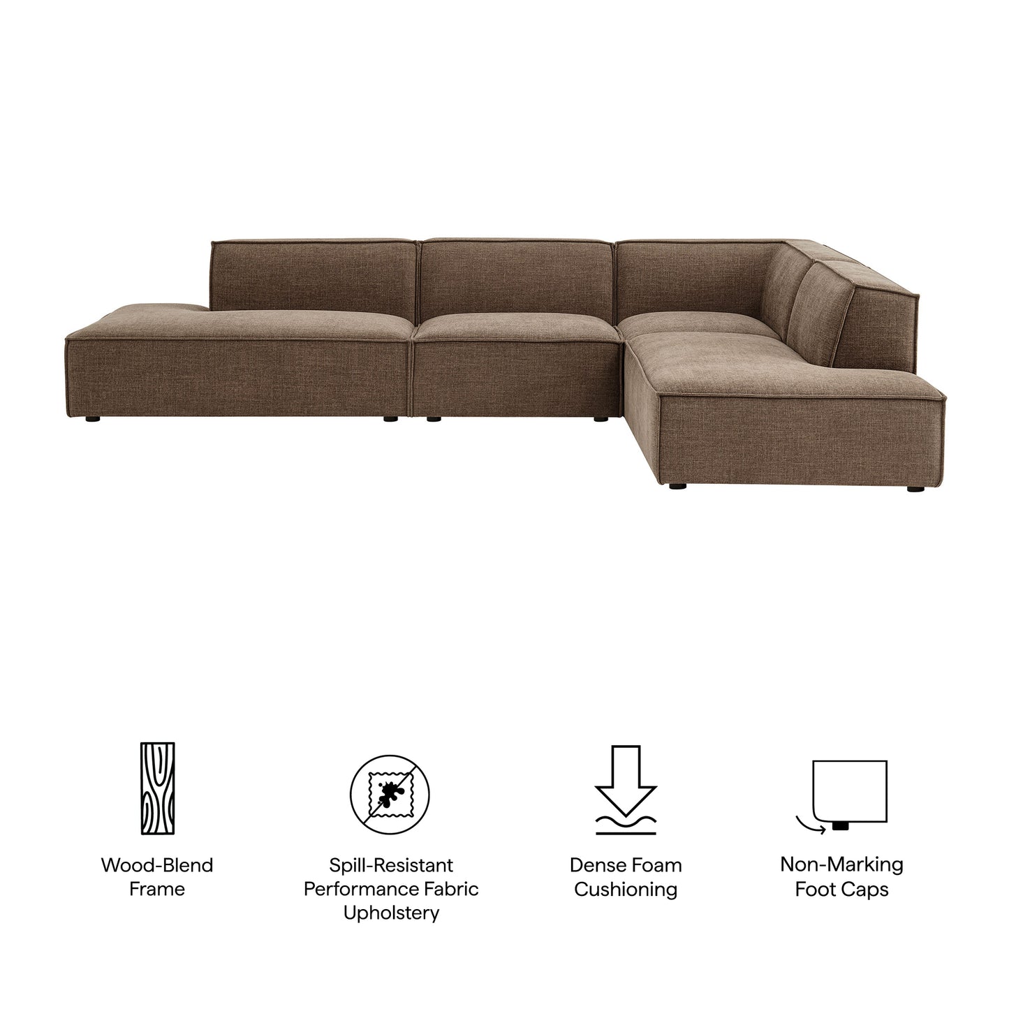 Restore 4-Piece Performance Fabric Upholstered Modular L-Shaped Armless Sectional Sofa by Modway