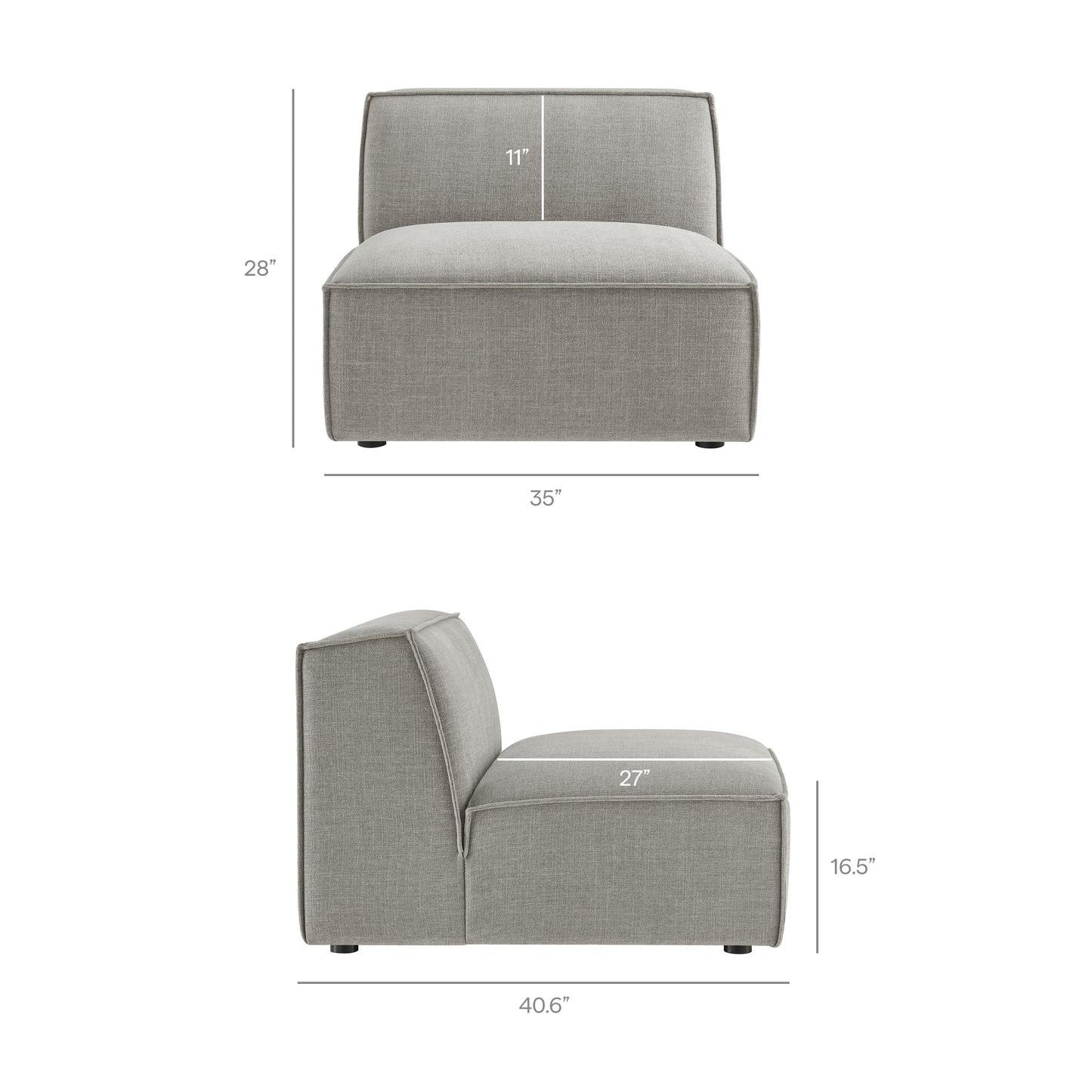 Restore 4-Piece Performance Fabric Upholstered Modular L-Shaped Armless Sectional Sofa by Modway