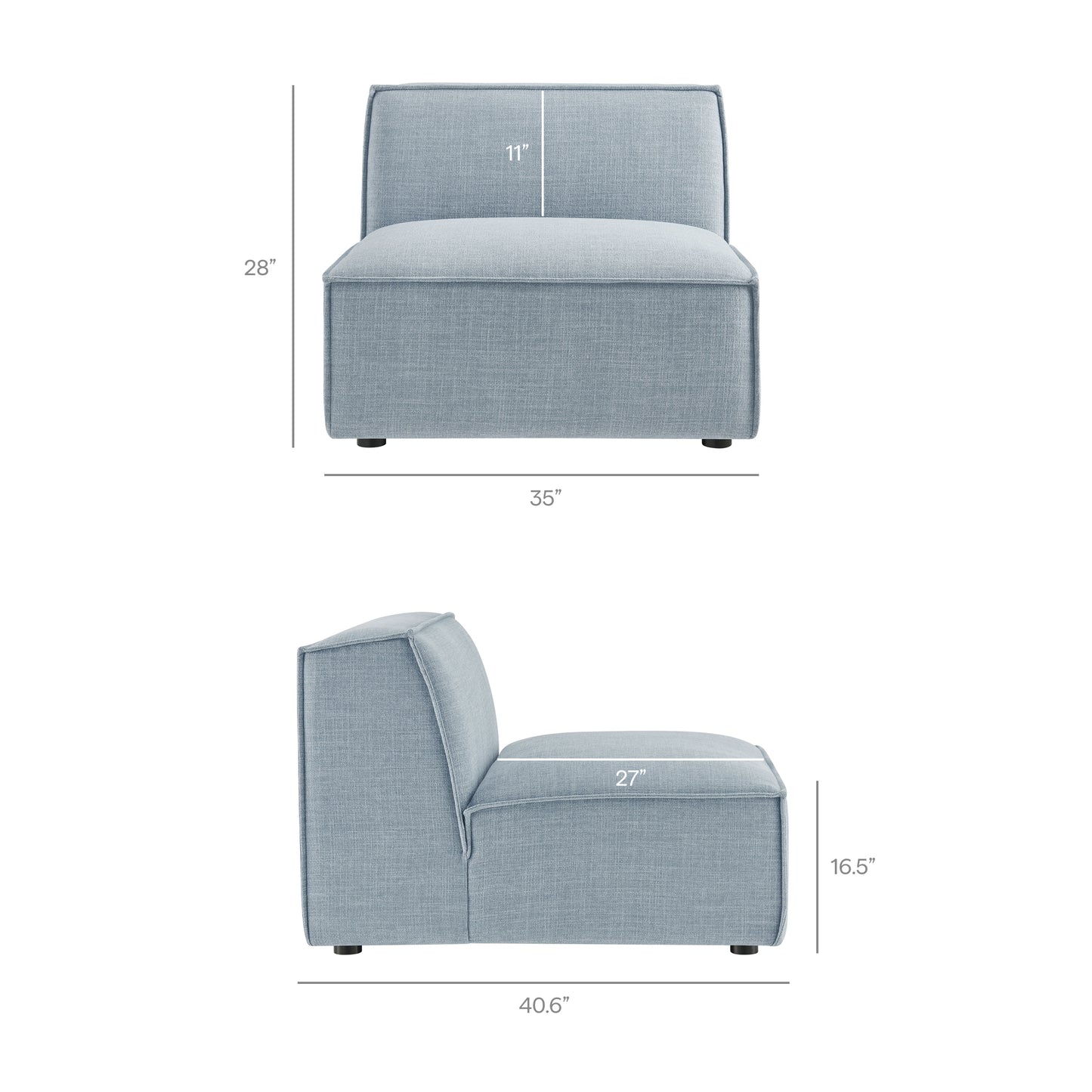 Restore 4-Piece Performance Fabric Upholstered Modular L-Shaped Armless Sectional Sofa by Modway