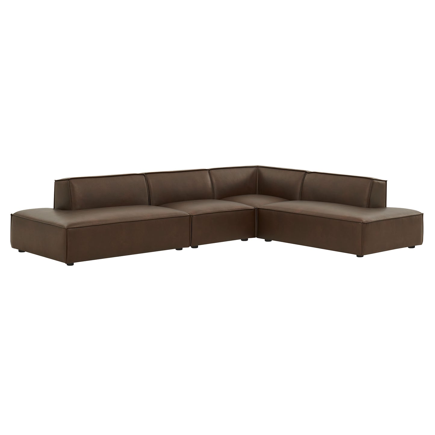 Restore 4-Piece Vegan Leather Modular L-Shaped Armless Sectional Sofa by Modway