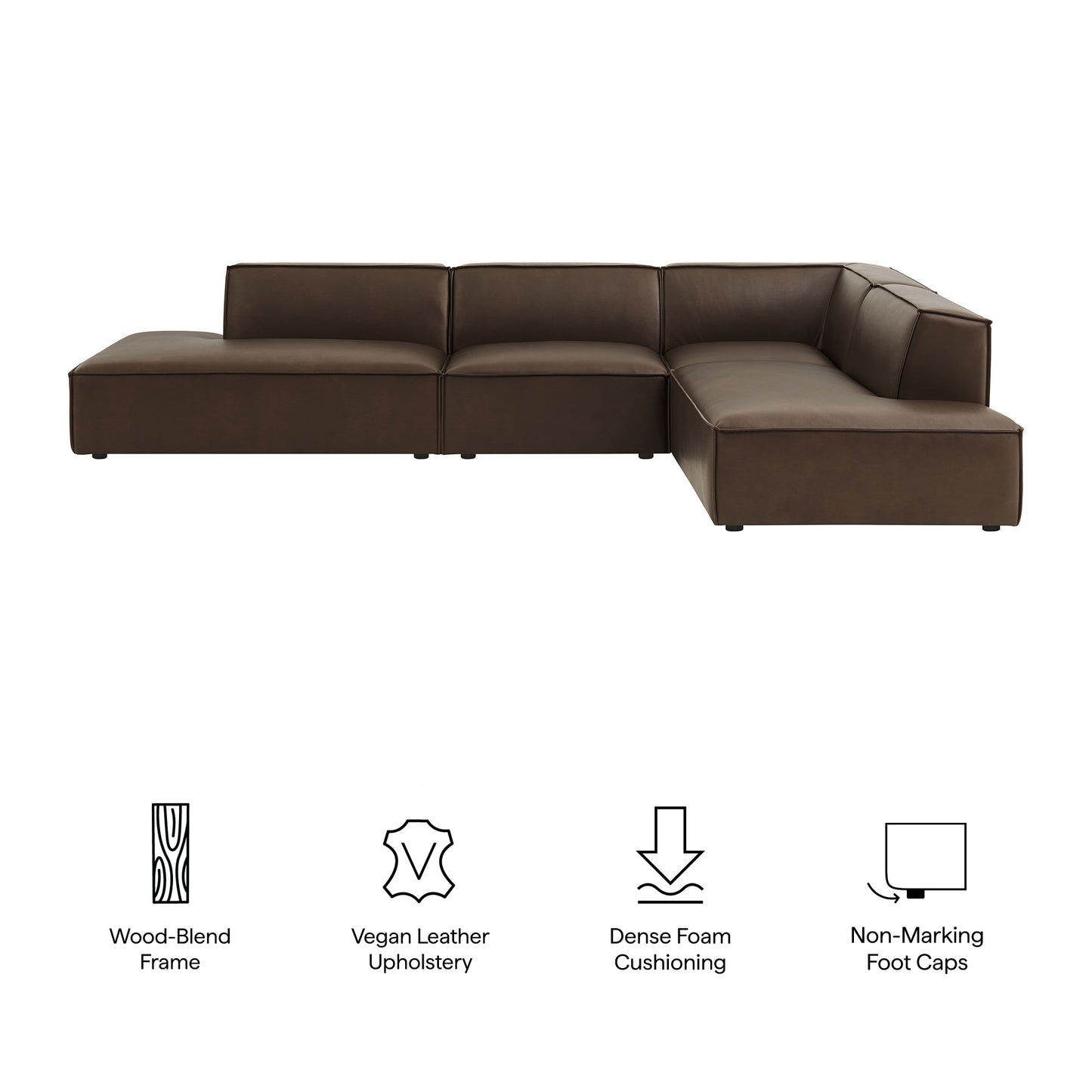 Restore 4-Piece Vegan Leather Modular L-Shaped Armless Sectional Sofa by Modway