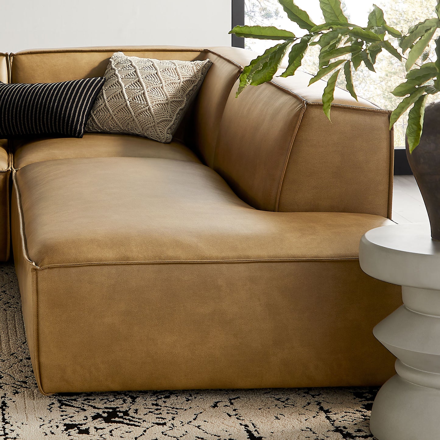 Restore 4-Piece Vegan Leather Modular L-Shaped Armless Sectional Sofa by Modway
