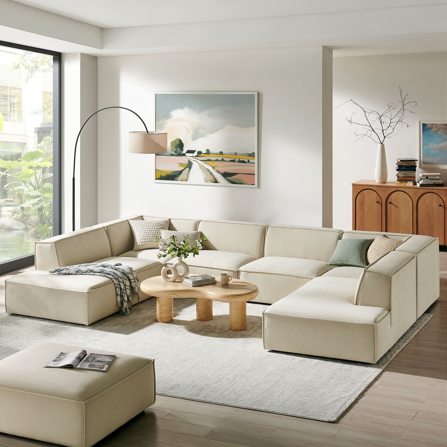 Restore 6-Piece Performance Fabric Upholstered U-Shaped Sectional Sofa by Modway