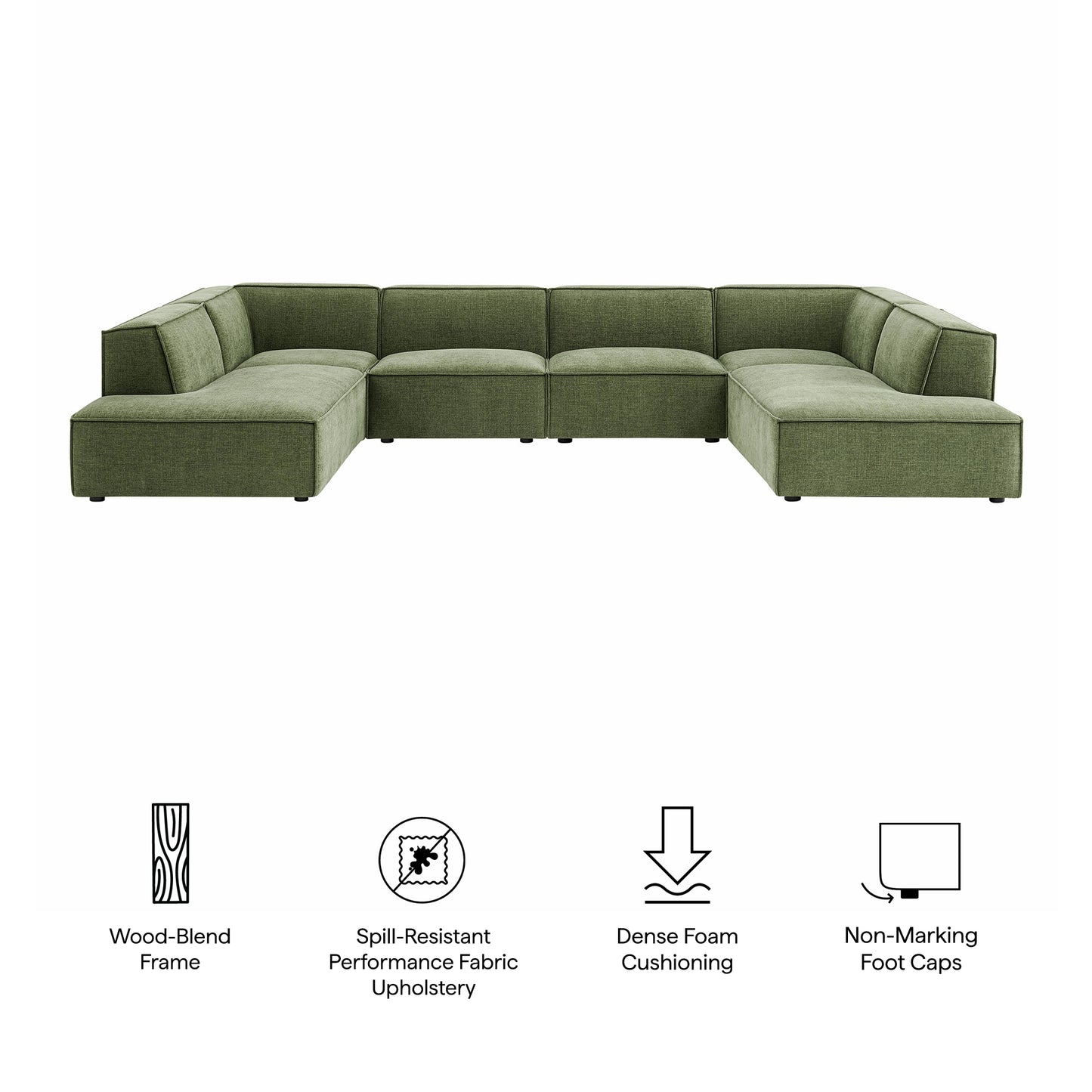 Restore 6-Piece Performance Fabric Upholstered U-Shaped Sectional Sofa by Modway