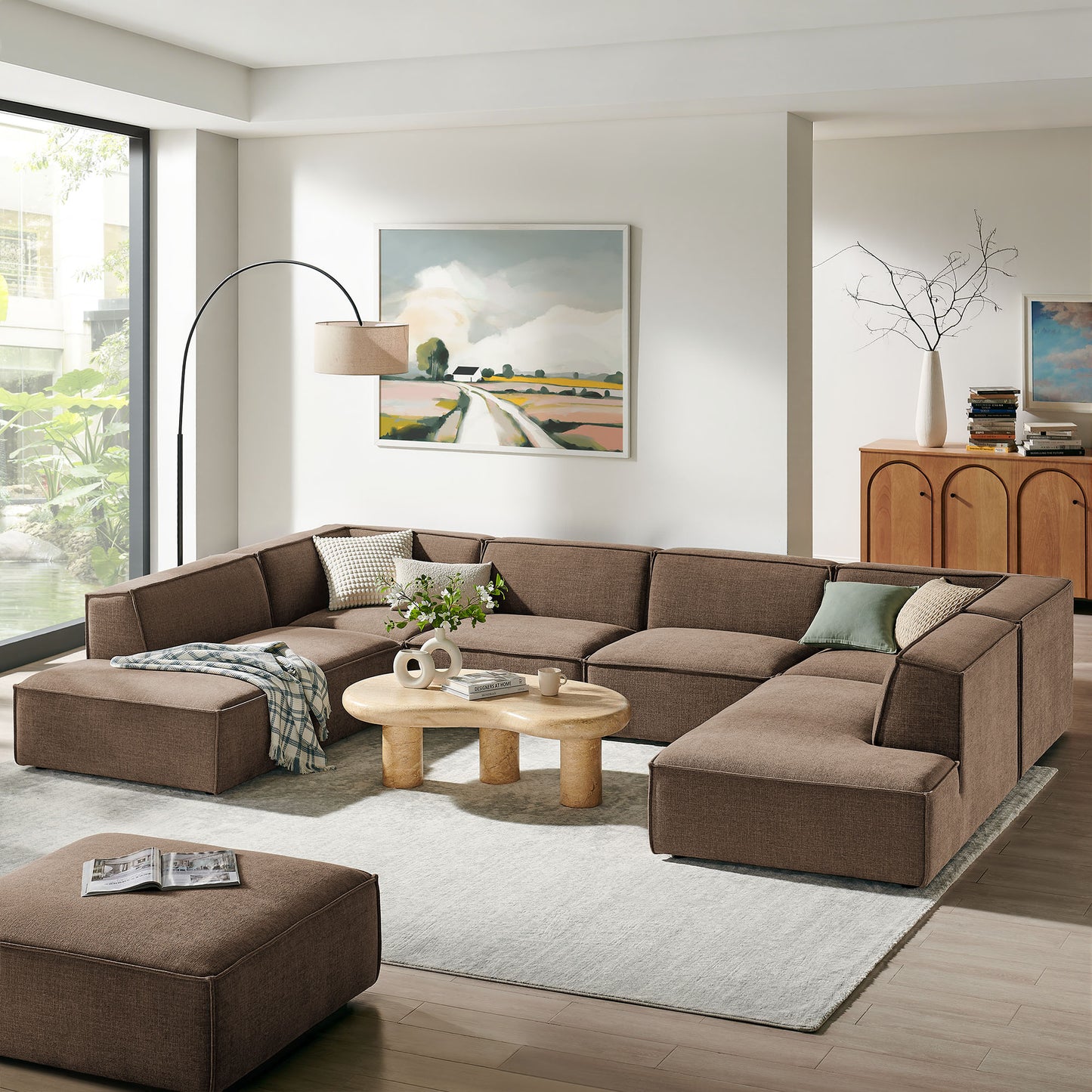 Restore 6-Piece Performance Fabric Upholstered U-Shaped Sectional Sofa by Modway