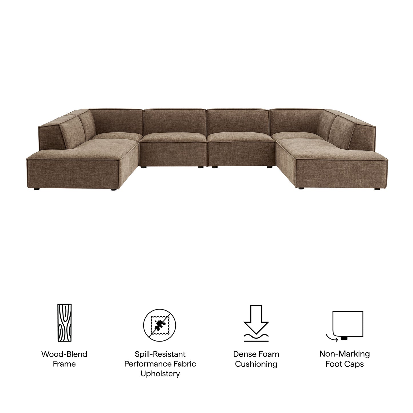 Restore 6-Piece Performance Fabric Upholstered U-Shaped Sectional Sofa by Modway