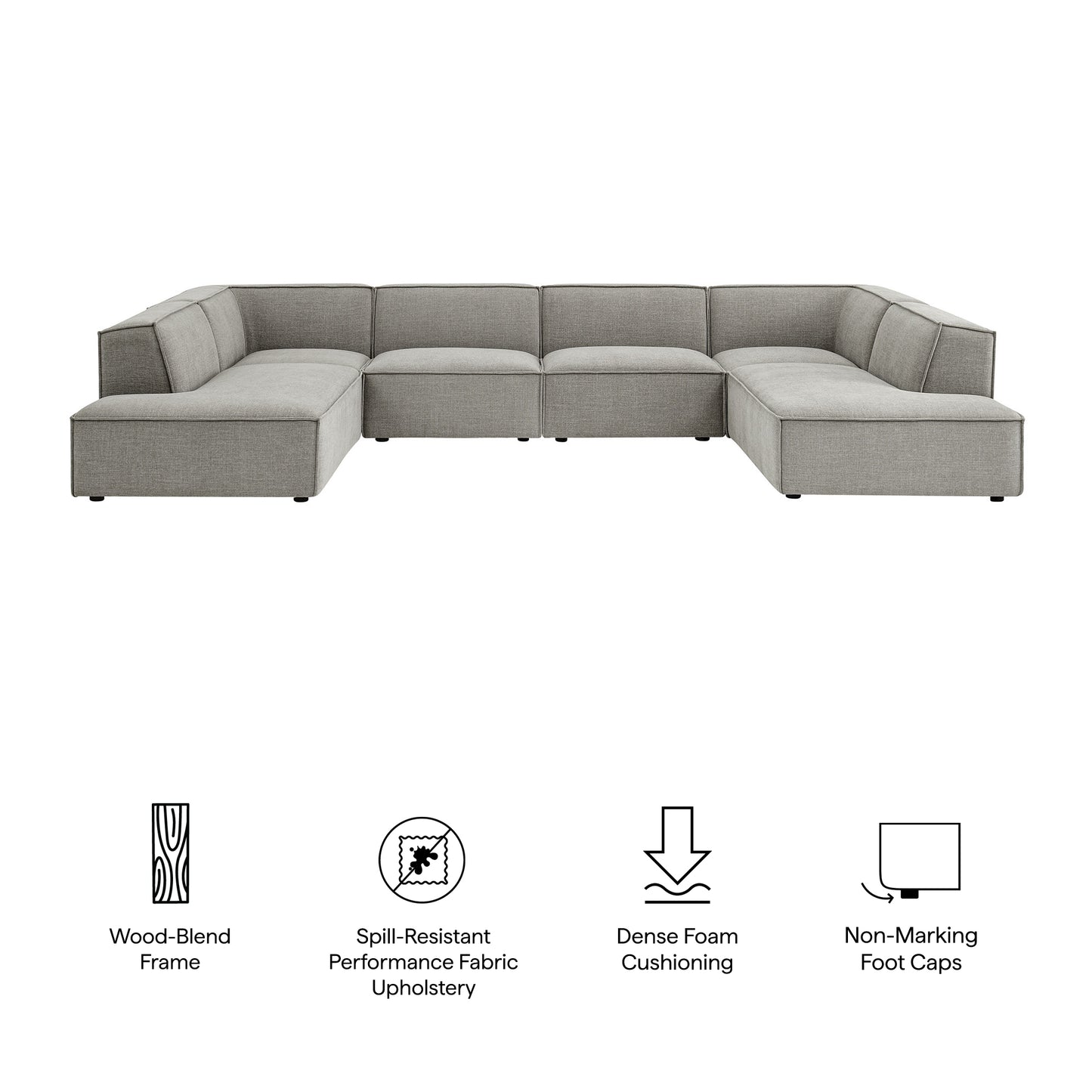 Restore 6-Piece Performance Fabric Upholstered U-Shaped Sectional Sofa by Modway